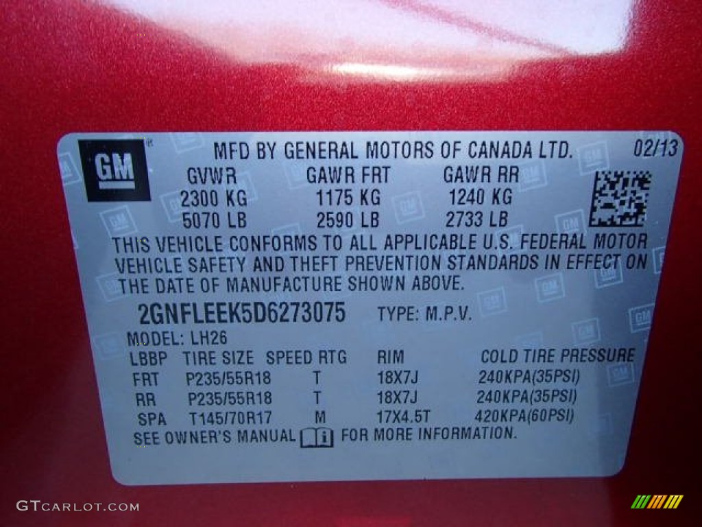 2013 Equinox LT AWD - Crystal Red Tintcoat / Jet Black photo #20