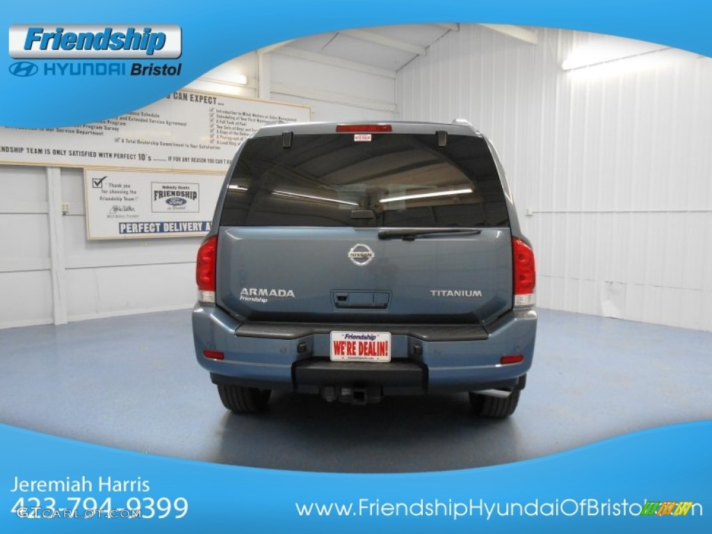 2010 Armada Titanium 4WD - Lakeshore Slate Blue Metallic / Stone photo #7