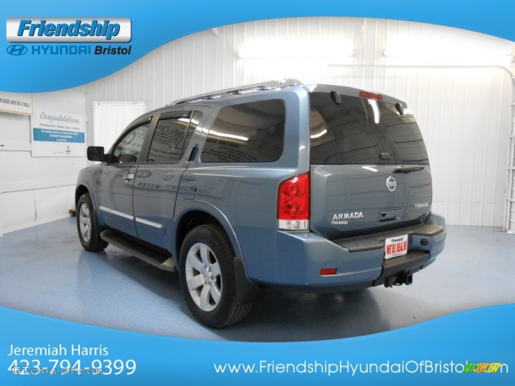 2010 Armada Titanium 4WD - Lakeshore Slate Blue Metallic / Stone photo #8
