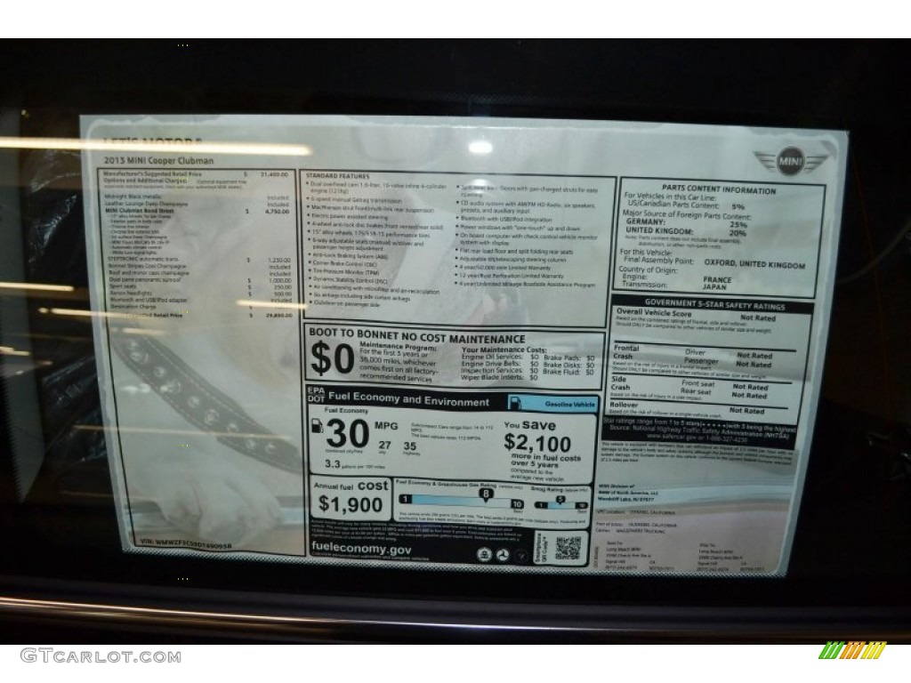 2013 Cooper Clubman Bond Street Package - Midnight Black Metallic / Bond Street Carbon Black/Champagne Lounge Leather photo #5