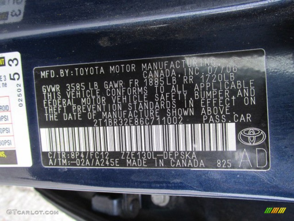 2006 Corolla S - Indigo Ink Pearl / Dark Charcoal photo #20