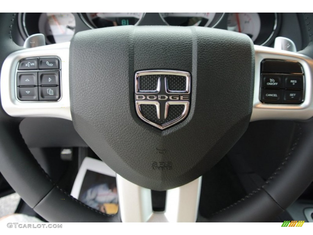 2013 Dodge Challenger SXT Radar Red/Dark Slate Gray Steering Wheel Photo #79891161