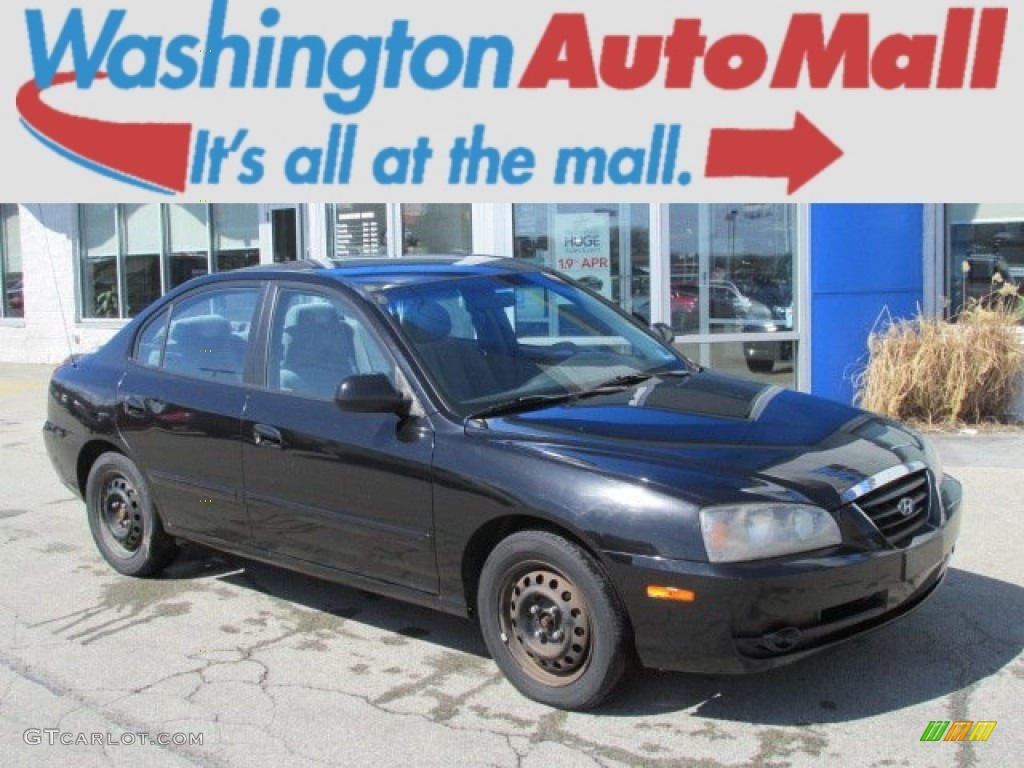 2005 Elantra GLS Sedan - Black Obsidian / Gray photo #1