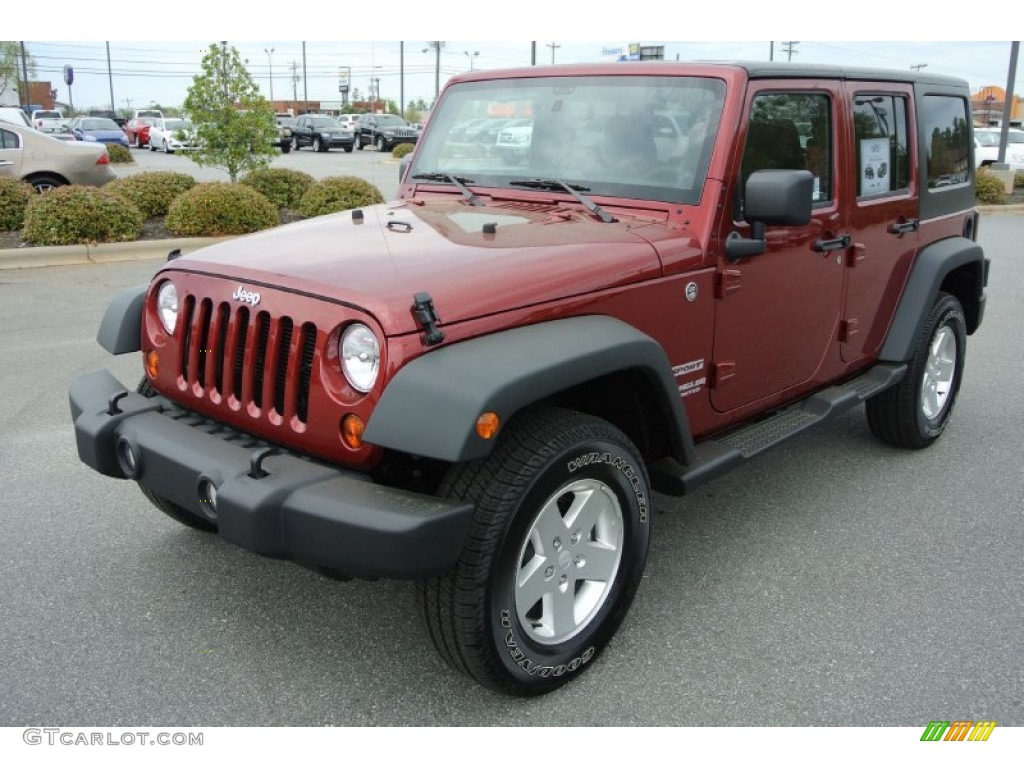 Deep Cherry Red Crystal Pearl 2013 Jeep Wrangler Unlimited Sport S 4x4 Exterior Photo #79892277