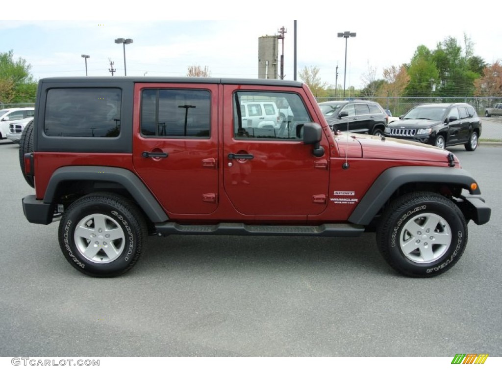 Deep Cherry Red Crystal Pearl 2013 Jeep Wrangler Unlimited Sport S 4x4 Exterior Photo #79892322