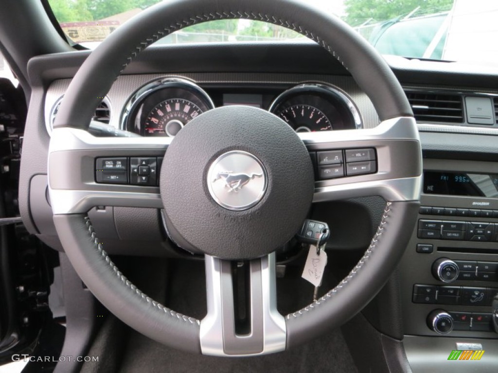 2014 Ford Mustang GT Premium Coupe Charcoal Black/Cashmere Accent Steering Wheel Photo #79897297