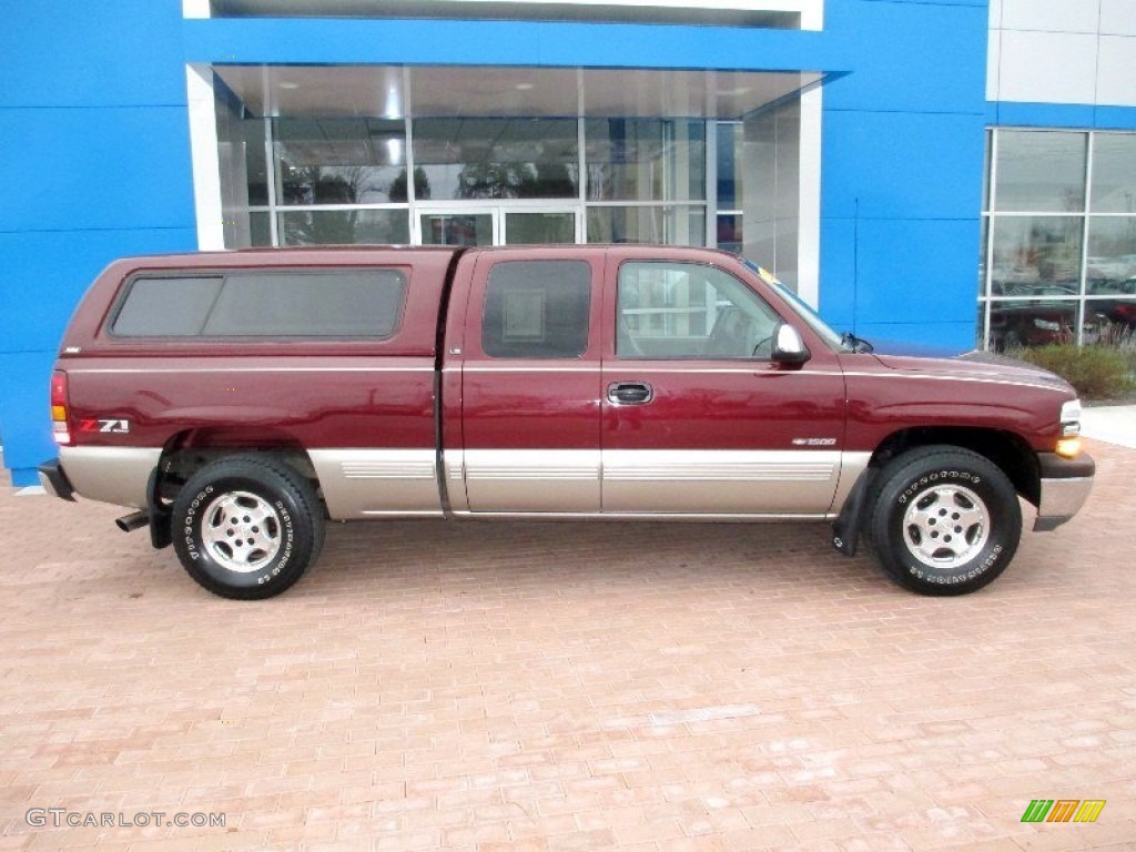 2000 Silverado 1500 LS Extended Cab 4x4 - Dark Carmine Red Metallic / Graphite photo #3