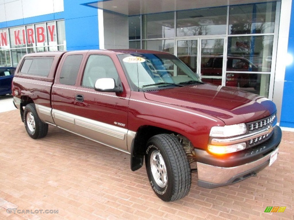 2000 Silverado 1500 LS Extended Cab 4x4 - Dark Carmine Red Metallic / Graphite photo #12