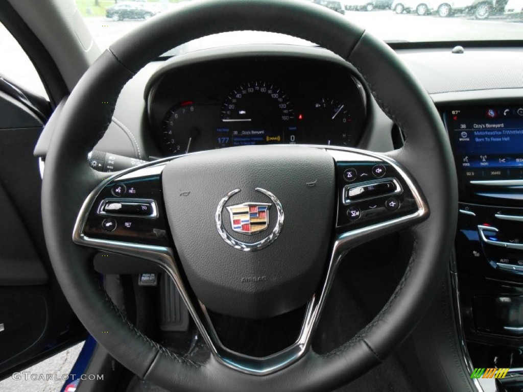 2013 Cadillac ATS 2.0L Turbo AWD Jet Black/Jet Black Accents Steering Wheel Photo #79898052