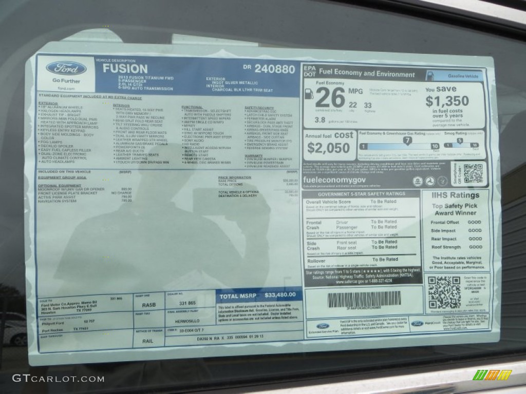 2013 Ford Fusion Titanium Window Sticker Photo #79898652
