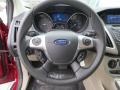 2013 Ford Focus Medium Light Stone Interior Steering Wheel Photo