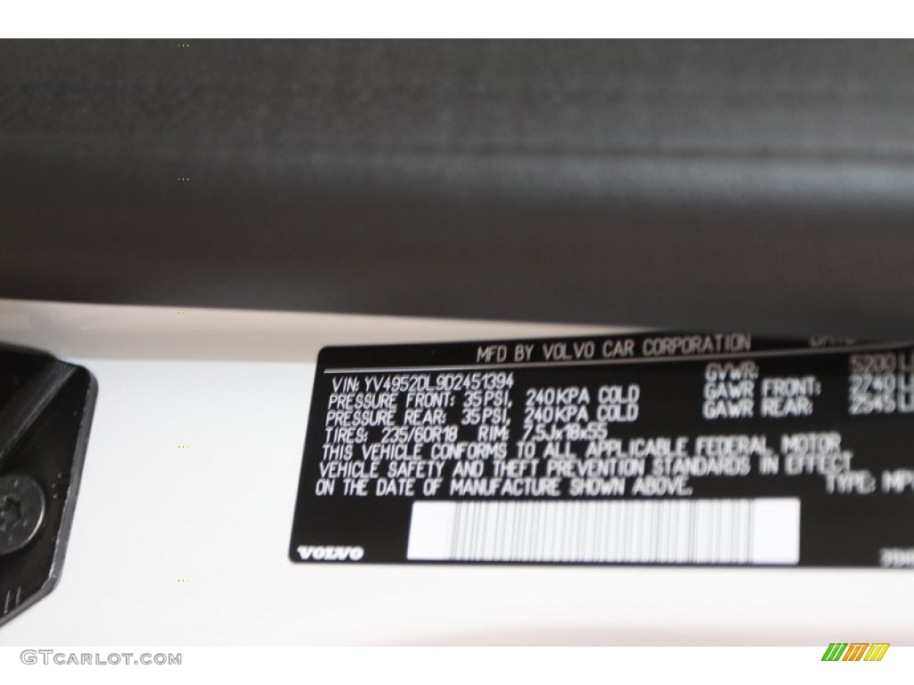 2013 Volvo XC60 3.2 Info Tag Photo #79899525