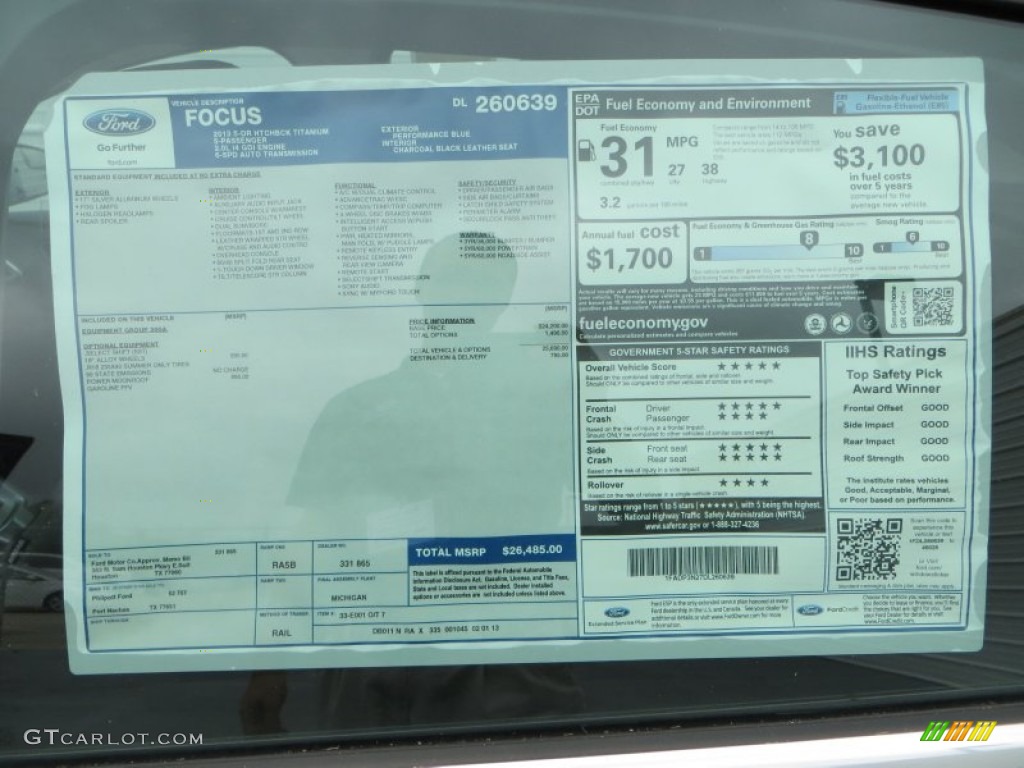 2013 Ford Focus Titanium Hatchback Window Sticker Photo #79900059