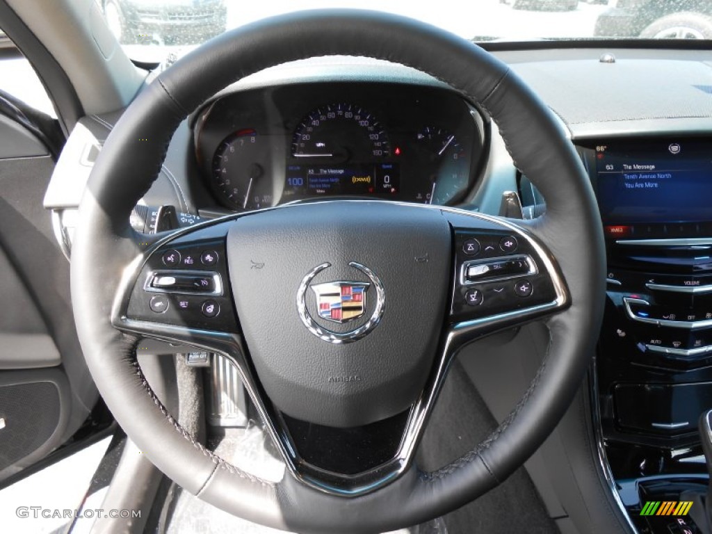 2013 Cadillac ATS 2.0L Turbo Performance AWD Jet Black/Jet Black Accents Steering Wheel Photo #79901385