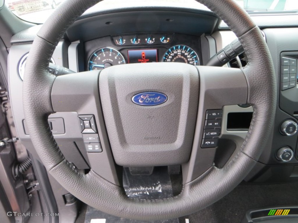 2013 Ford F150 XLT SuperCrew Steel Gray Steering Wheel Photo #79901401