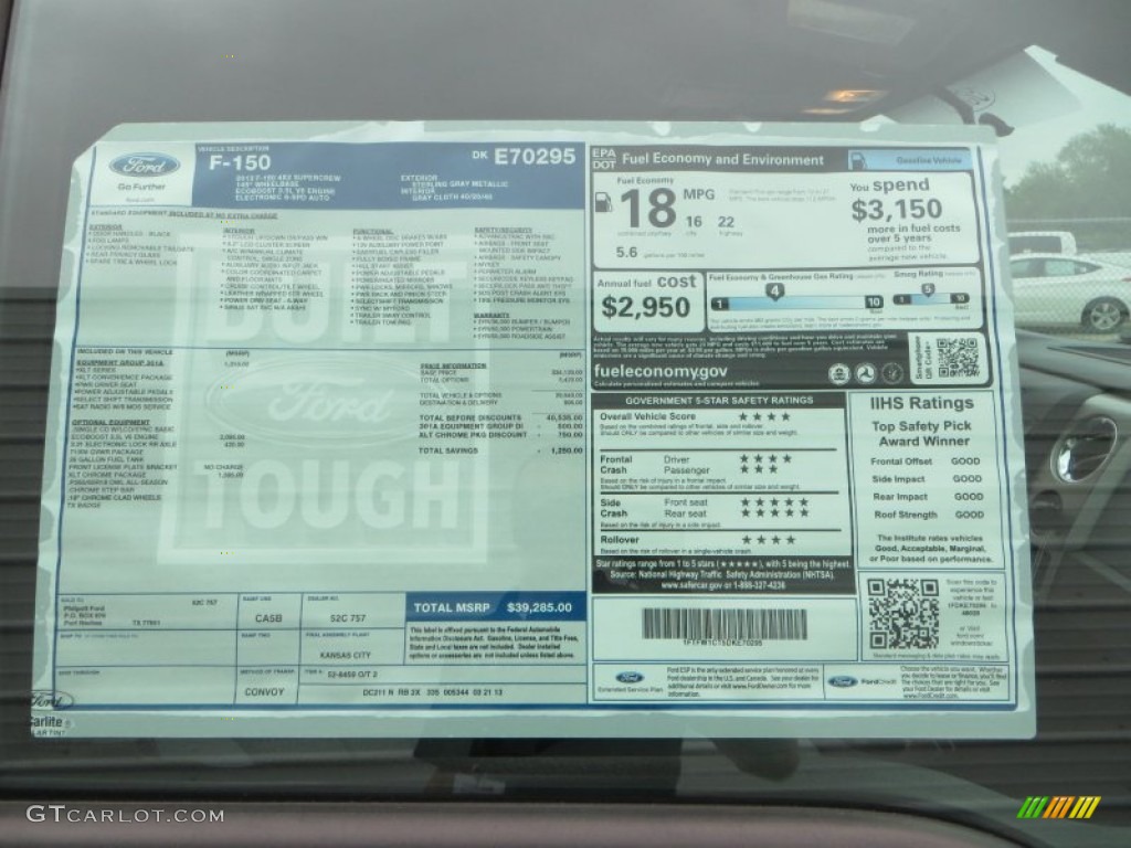2013 Ford F150 XLT SuperCrew Window Sticker Photo #79901466