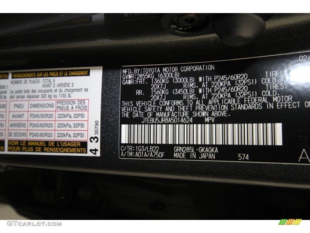 2010 Toyota 4Runner Limited 4x4 Color Code Photos