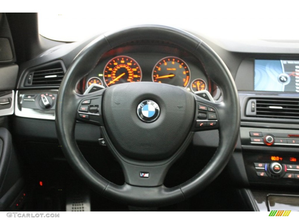 2011 BMW 5 Series 550i Sedan Black Steering Wheel Photo #79907100