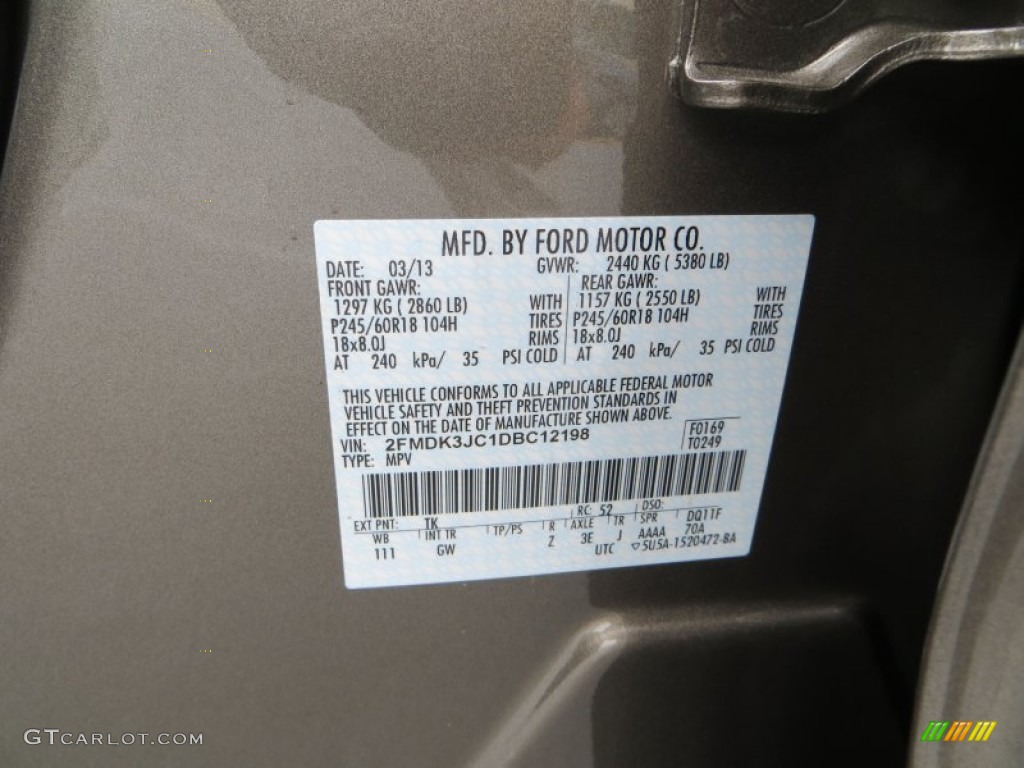 2013 Ford Edge SEL Color Code Photos