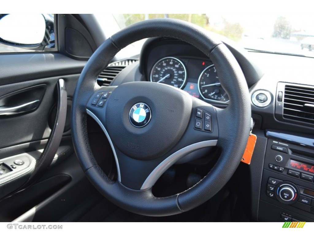 2009 BMW 1 Series 128i Coupe Black Steering Wheel Photo #79918901