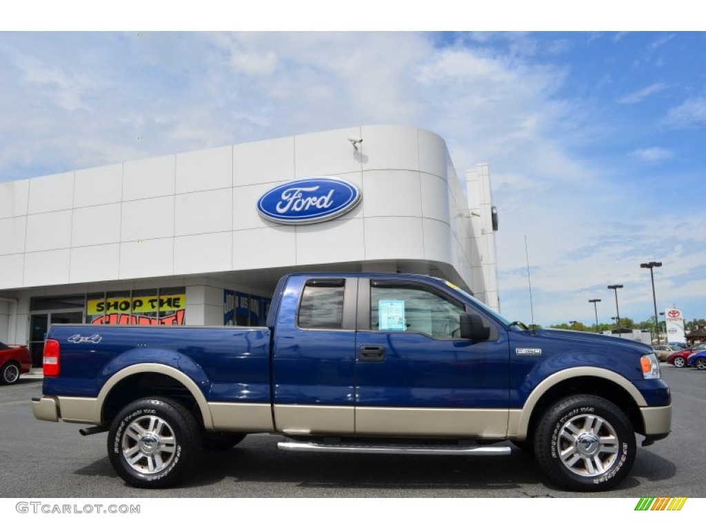 2007 F150 Lariat SuperCab 4x4 - Dark Blue Pearl Metallic / Tan photo #2