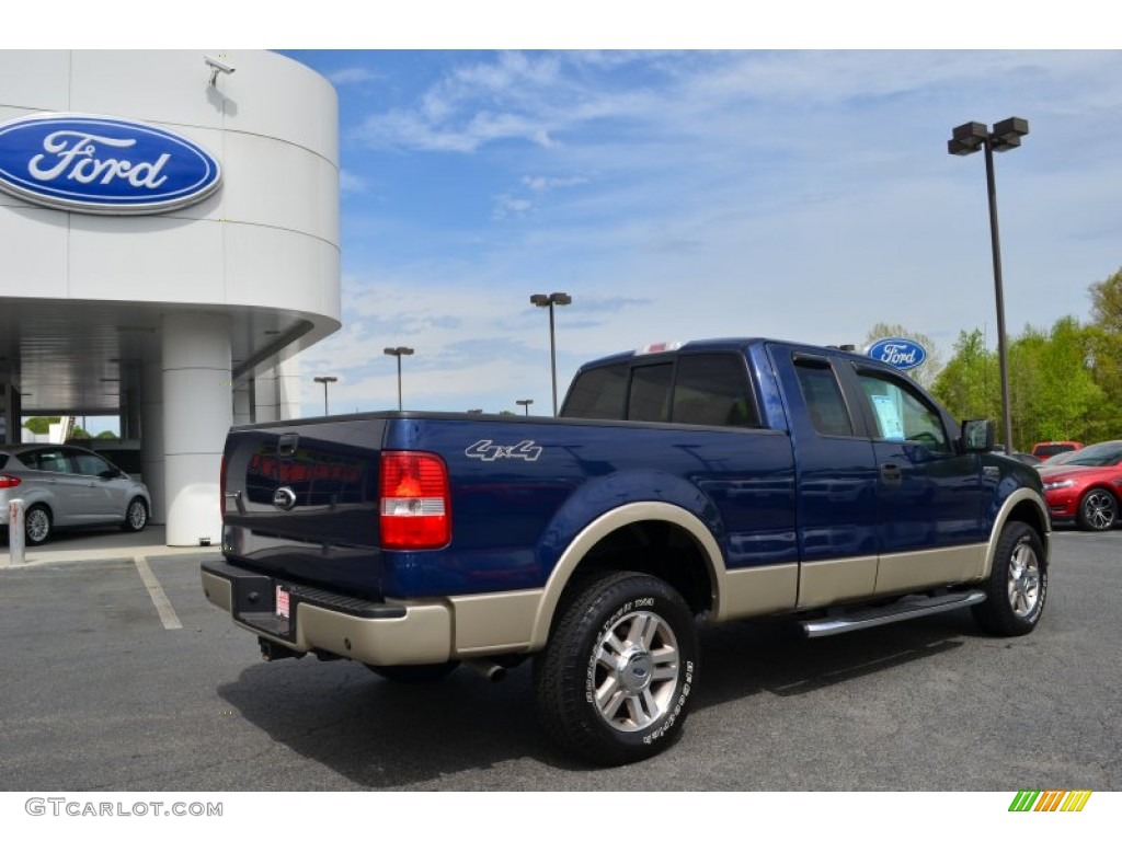 2007 F150 Lariat SuperCab 4x4 - Dark Blue Pearl Metallic / Tan photo #3