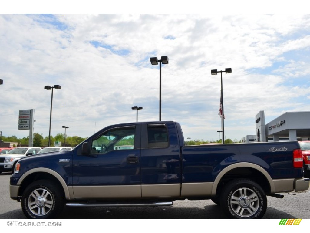 2007 F150 Lariat SuperCab 4x4 - Dark Blue Pearl Metallic / Tan photo #5