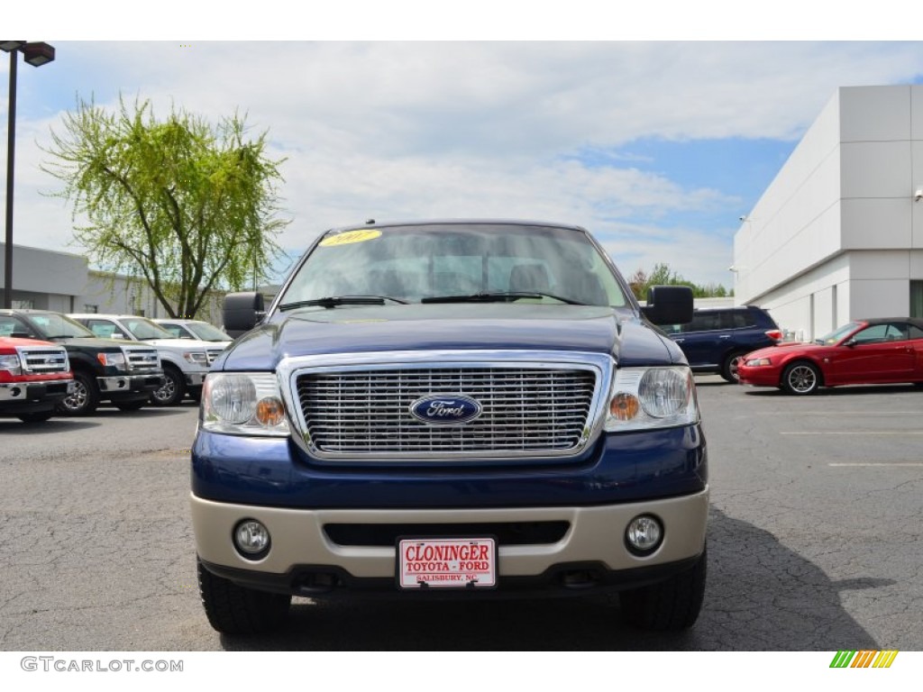 2007 F150 Lariat SuperCab 4x4 - Dark Blue Pearl Metallic / Tan photo #7