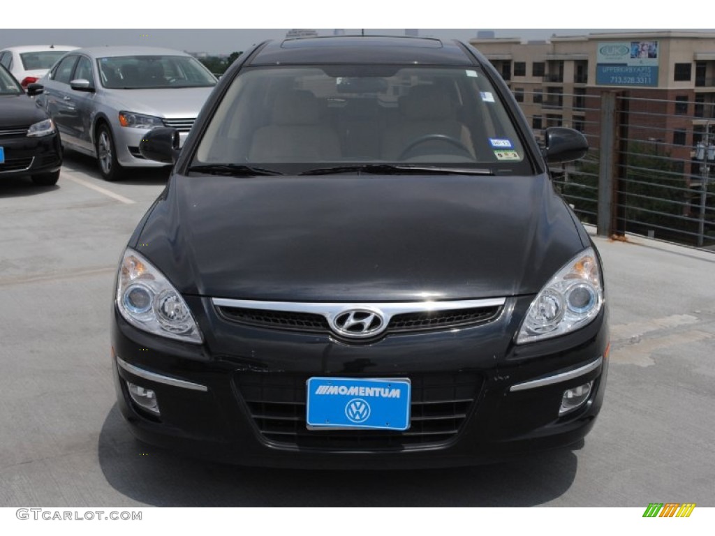 2009 Elantra Touring - Black Pearl / Beige photo #2