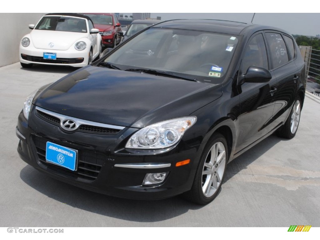 2009 Elantra Touring - Black Pearl / Beige photo #3