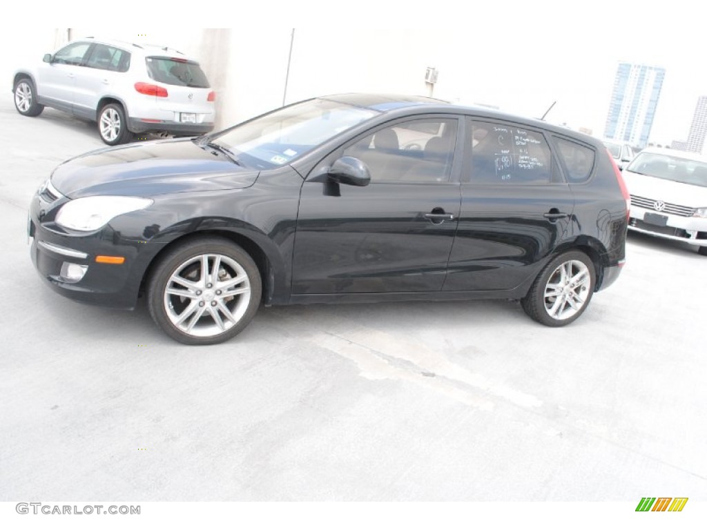 2009 Elantra Touring - Black Pearl / Beige photo #4