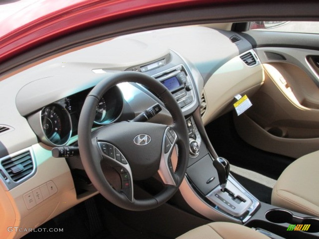 2013 Elantra Limited - Sparkling Ruby / Beige photo #6