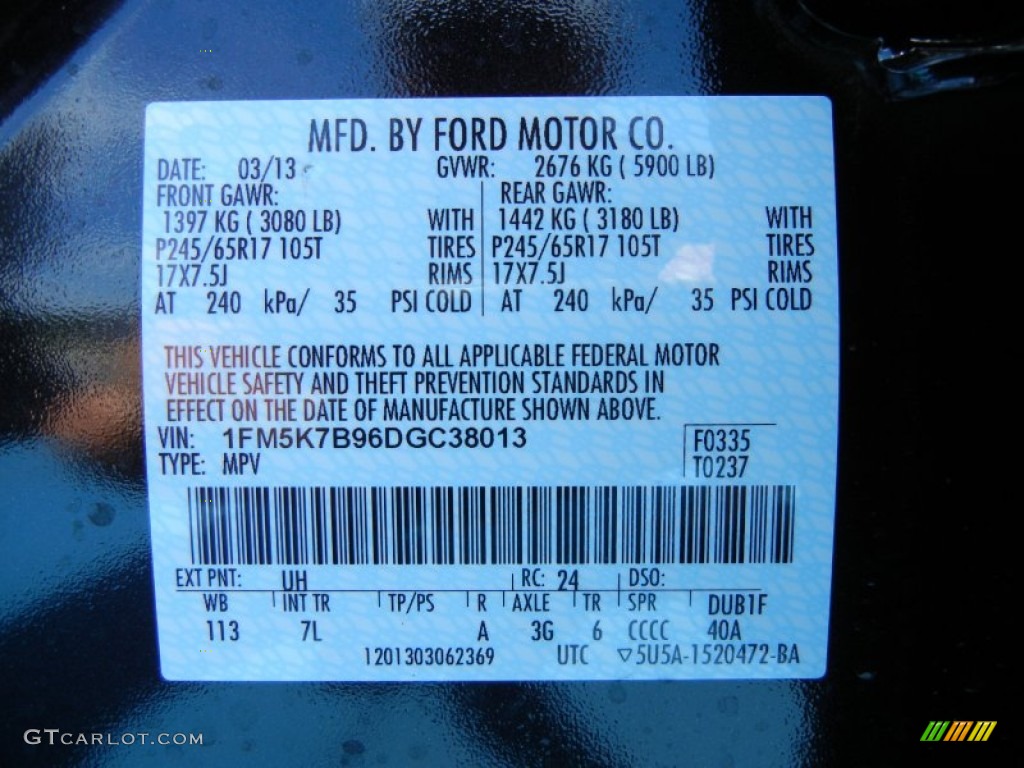 2013 Ford Explorer EcoBoost Color Code Photos