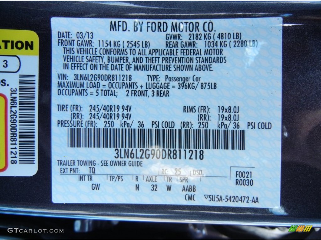 2013 MKZ Color Code TQ for Smoked Quartz Photo #79953383
