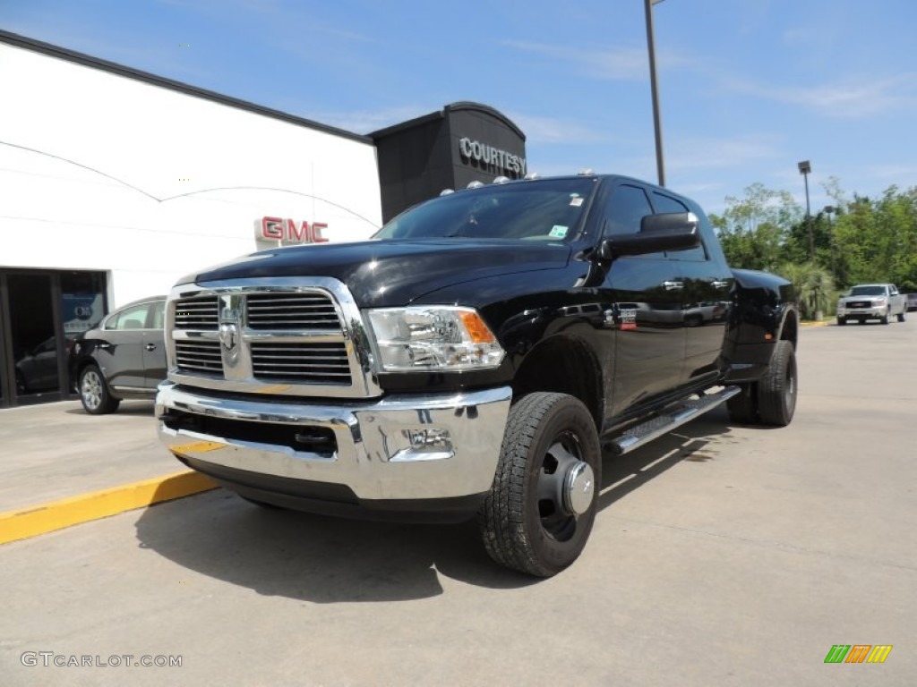 Black 2012 Dodge Ram 3500 HD Big Horn Mega Cab 4x4 Dually Exterior Photo #79955036