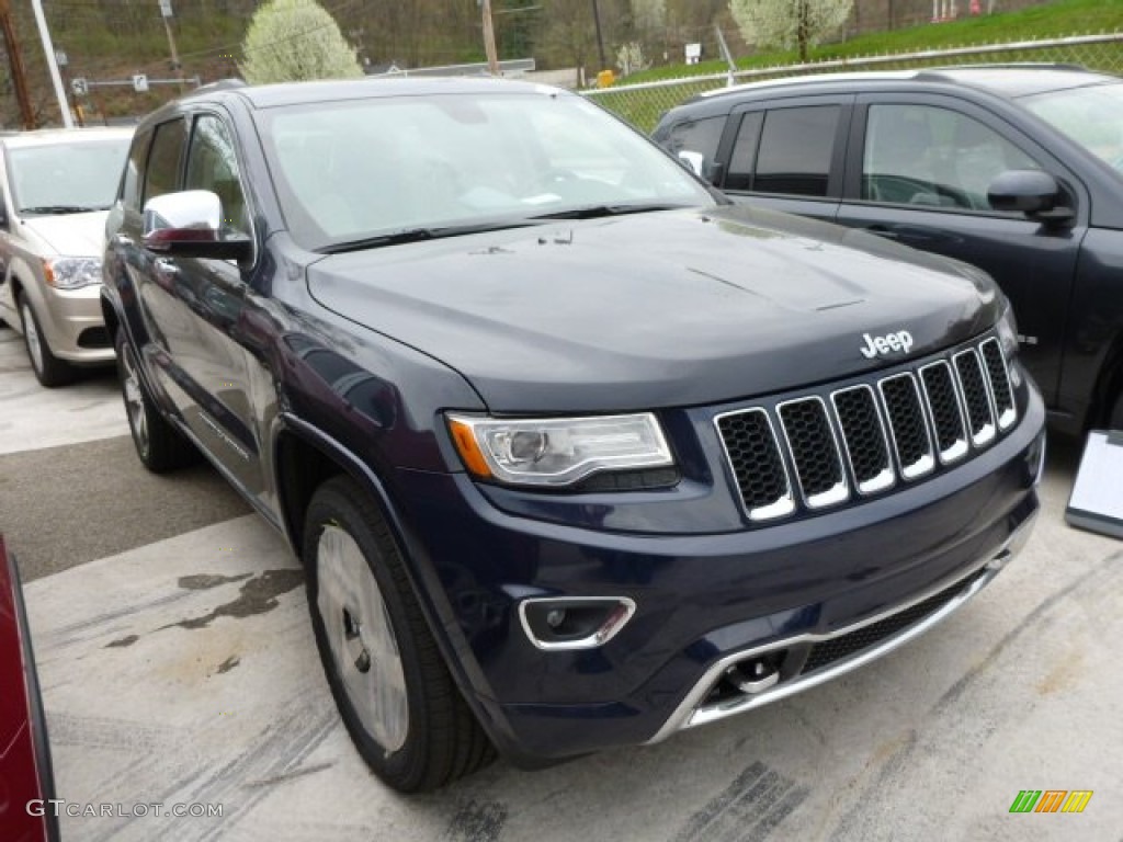 2014 Grand Cherokee Overland 4x4 - True Blue Pearl / Overland Nepal Jeep Brown Light Frost photo #7