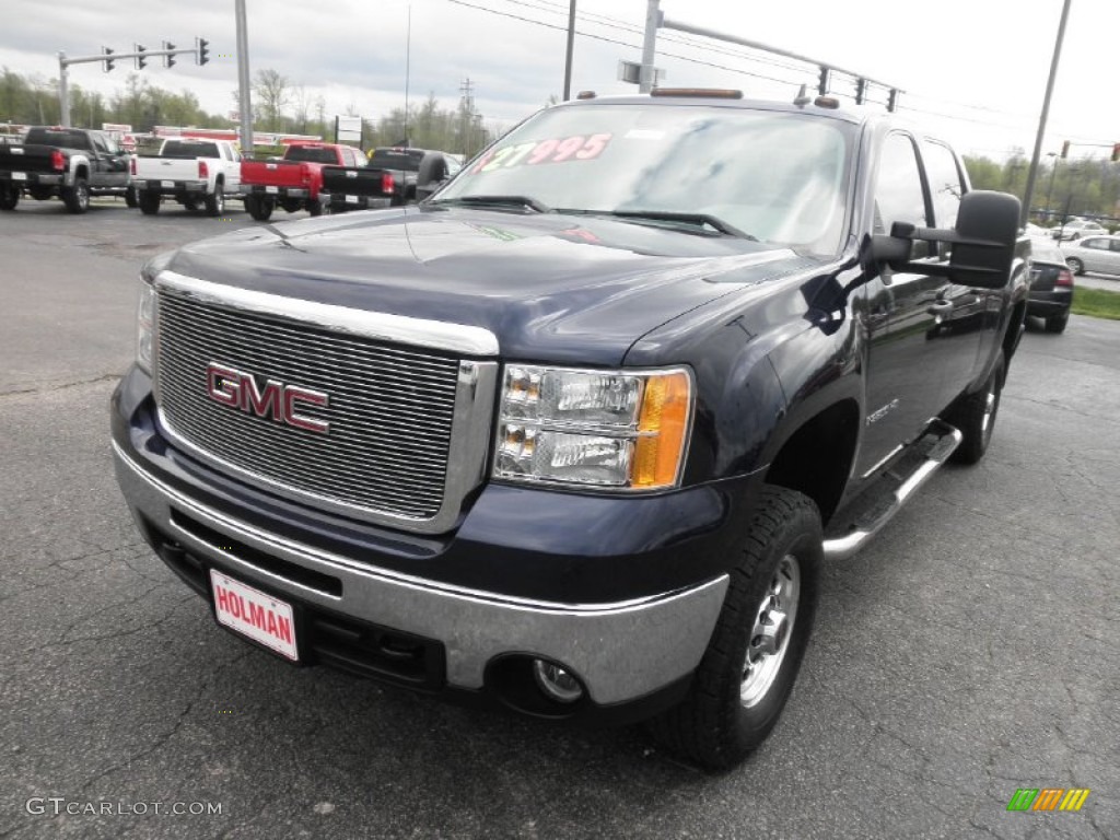 2009 Sierra 2500HD Work Truck Crew Cab 4x4 - Midnight Blue Metallic / Dark Titanium photo #3