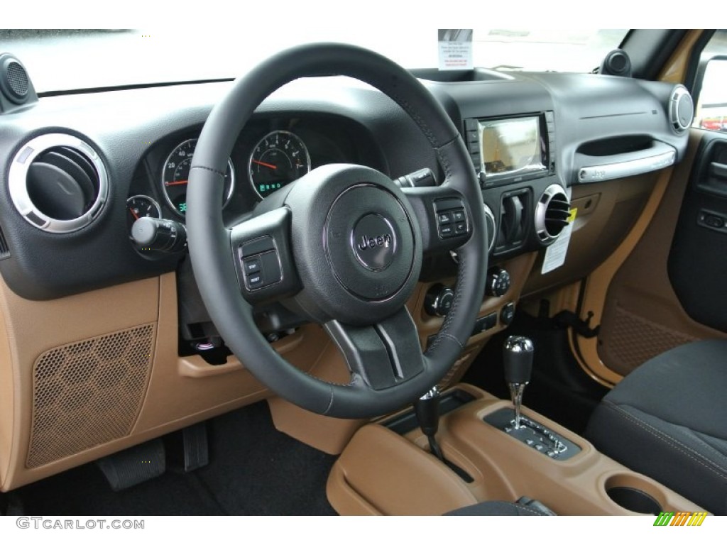 2013 Jeep Wrangler Sahara 4x4 Black/Dark Saddle Dashboard Photo #79959562