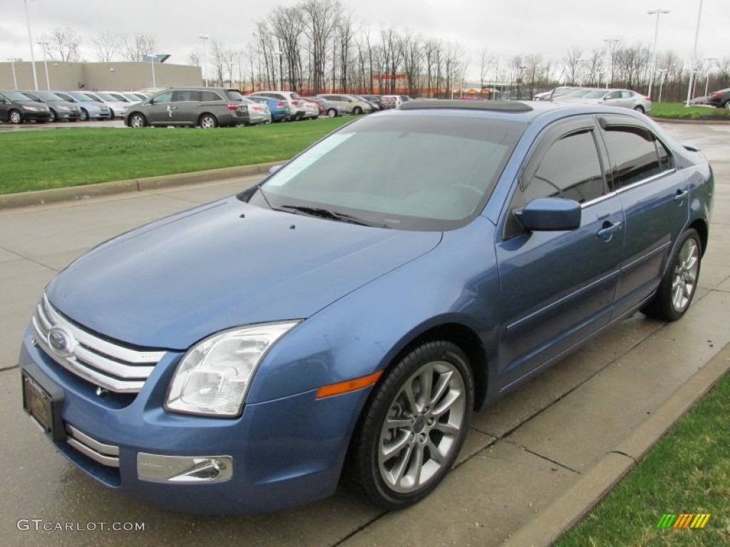 2009 Fusion SEL V6 Blue Suede - Sport Blue Metallic / Alcantara Blue Suede/Charcoal Black Leather photo #7