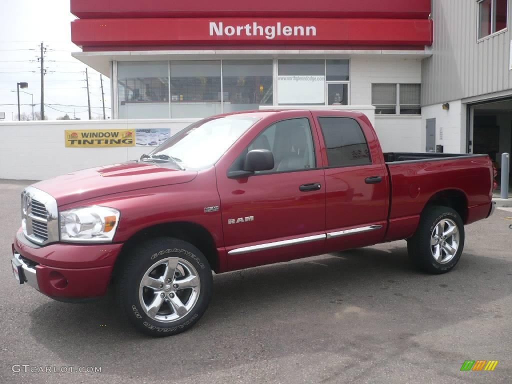 2008 Ram 1500 Laramie Quad Cab 4x4 - Inferno Red Crystal Pearl / Medium Slate Gray photo #1