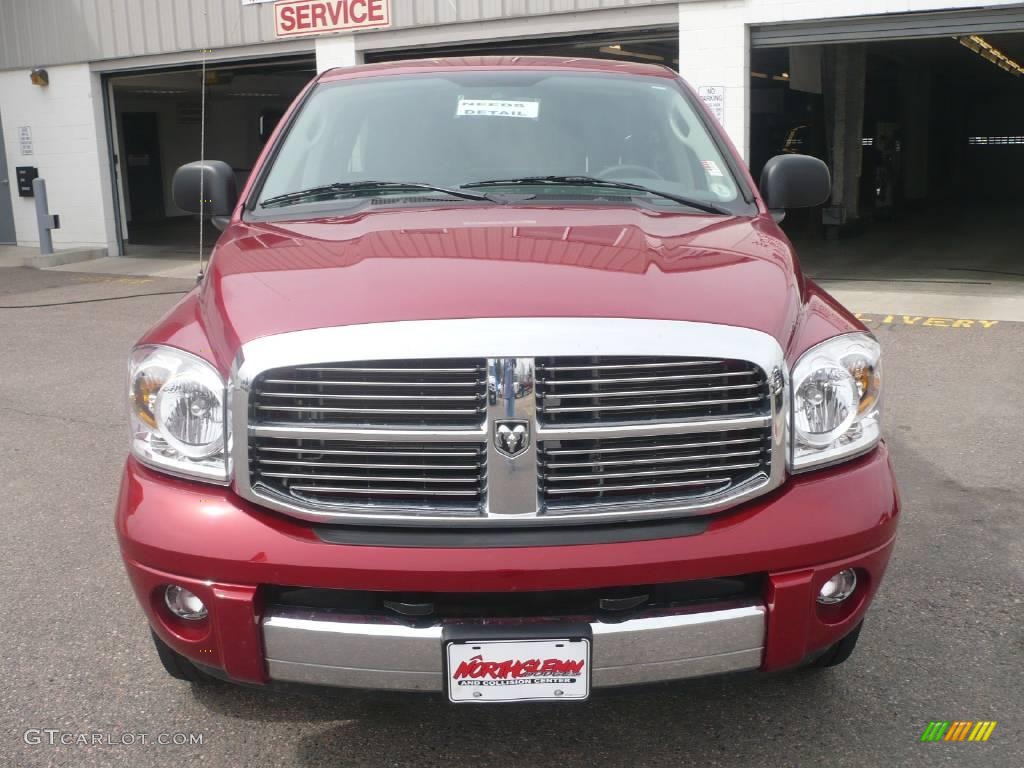 2008 Ram 1500 Laramie Quad Cab 4x4 - Inferno Red Crystal Pearl / Medium Slate Gray photo #2