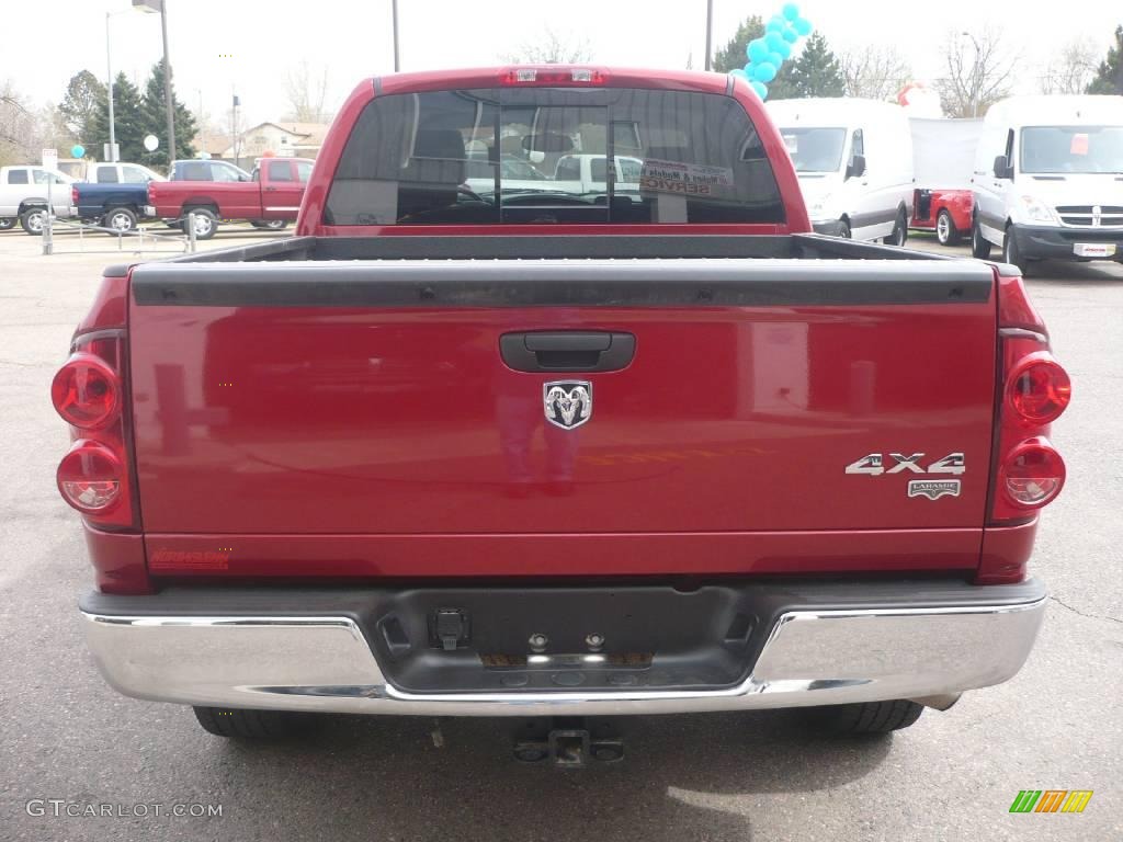 2008 Ram 1500 Laramie Quad Cab 4x4 - Inferno Red Crystal Pearl / Medium Slate Gray photo #4