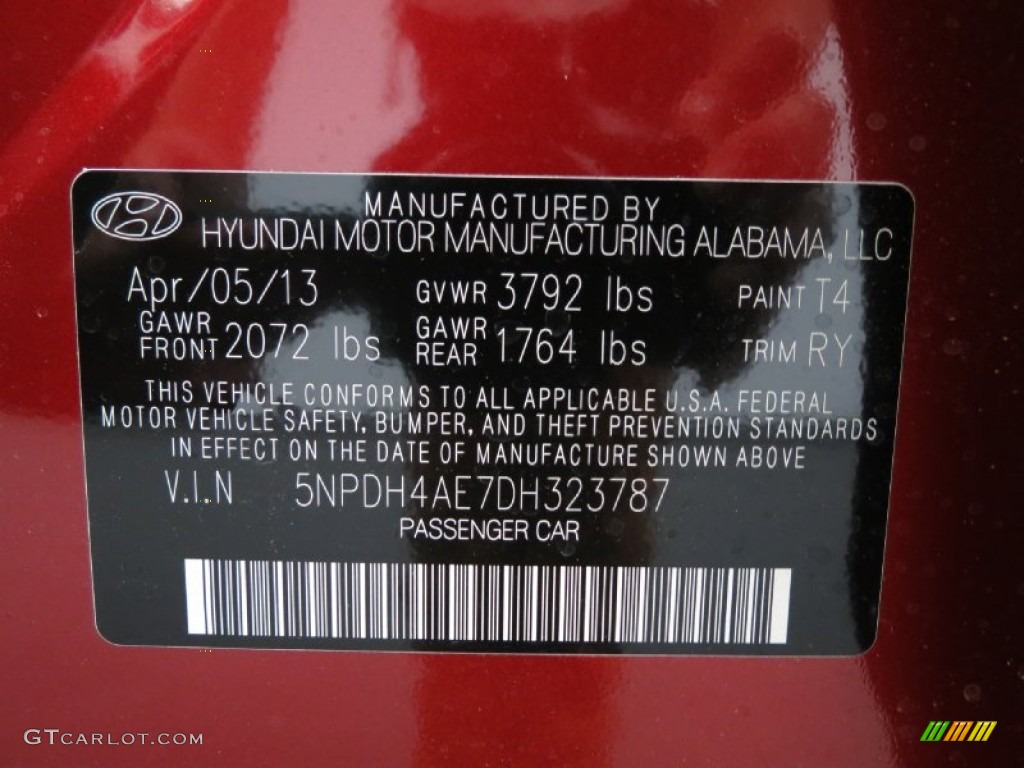 2013 Elantra Limited - Sparkling Ruby / Black photo #7