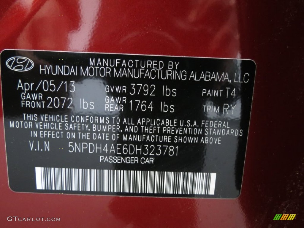 2013 Elantra Limited - Sparkling Ruby / Black photo #7