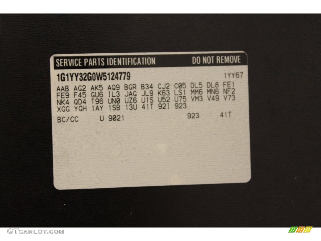1998 Chevrolet Corvette Convertible Color Code Photos