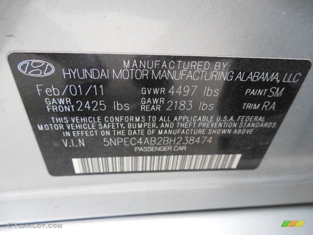 2011 Sonata Limited 2.0T - Radiant Silver / Gray photo #19