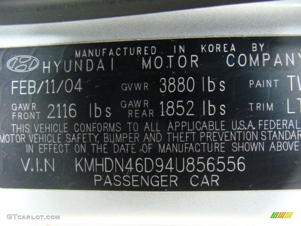 2004 Elantra GLS Sedan - Sterling Silver / Gray photo #27