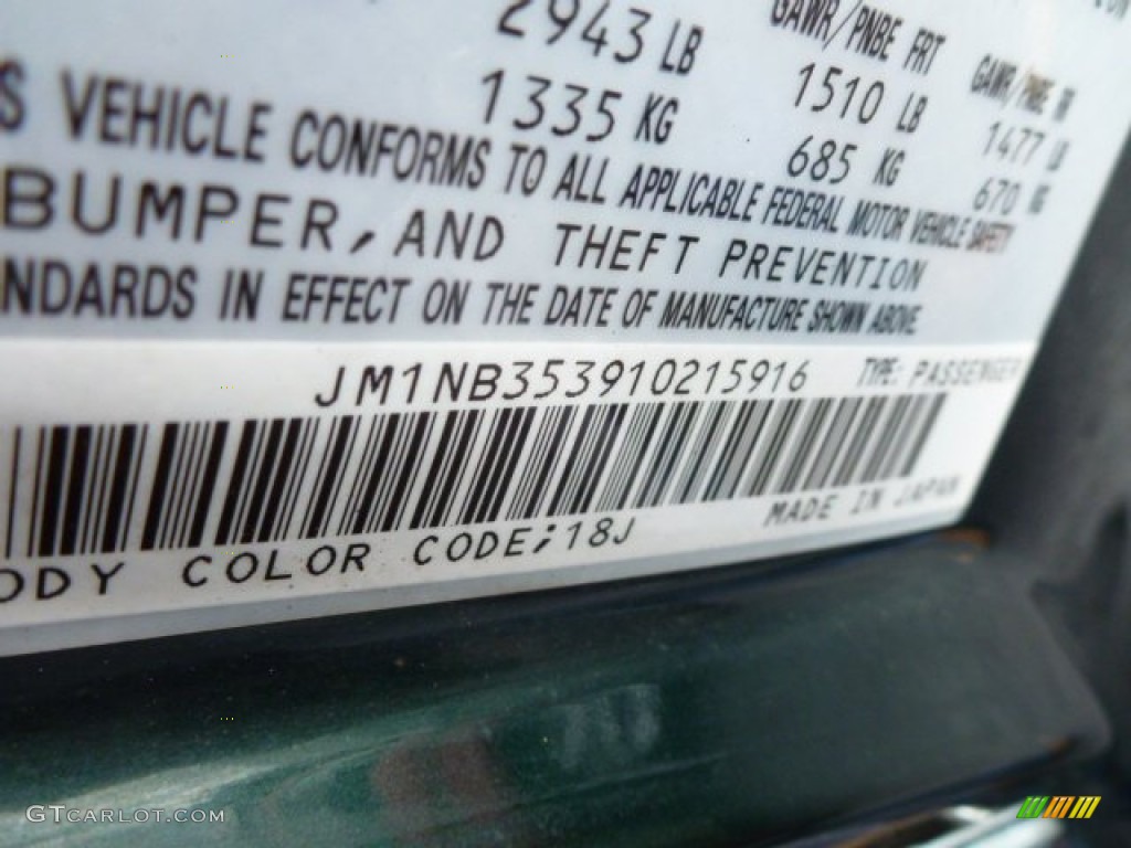 2001 Mazda MX-5 Miata LS Roadster Color Code Photos