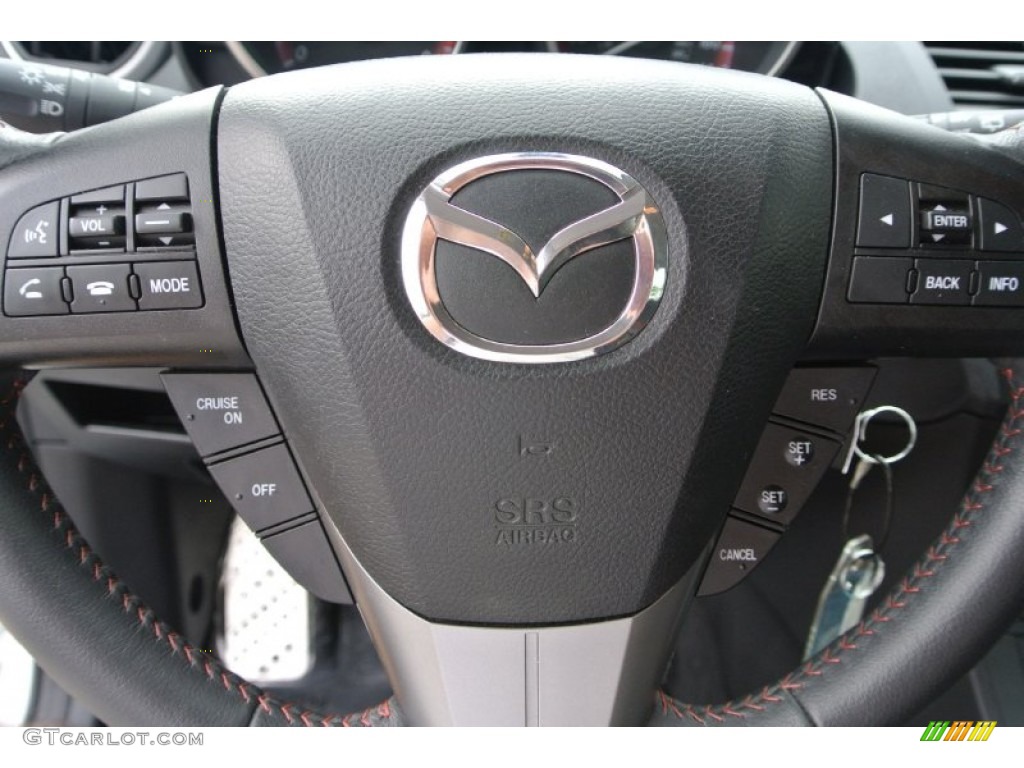 2012 Mazda MAZDA3 MAZDASPEED3 MAZDASPEED Black/Red Steering Wheel Photo #79981415