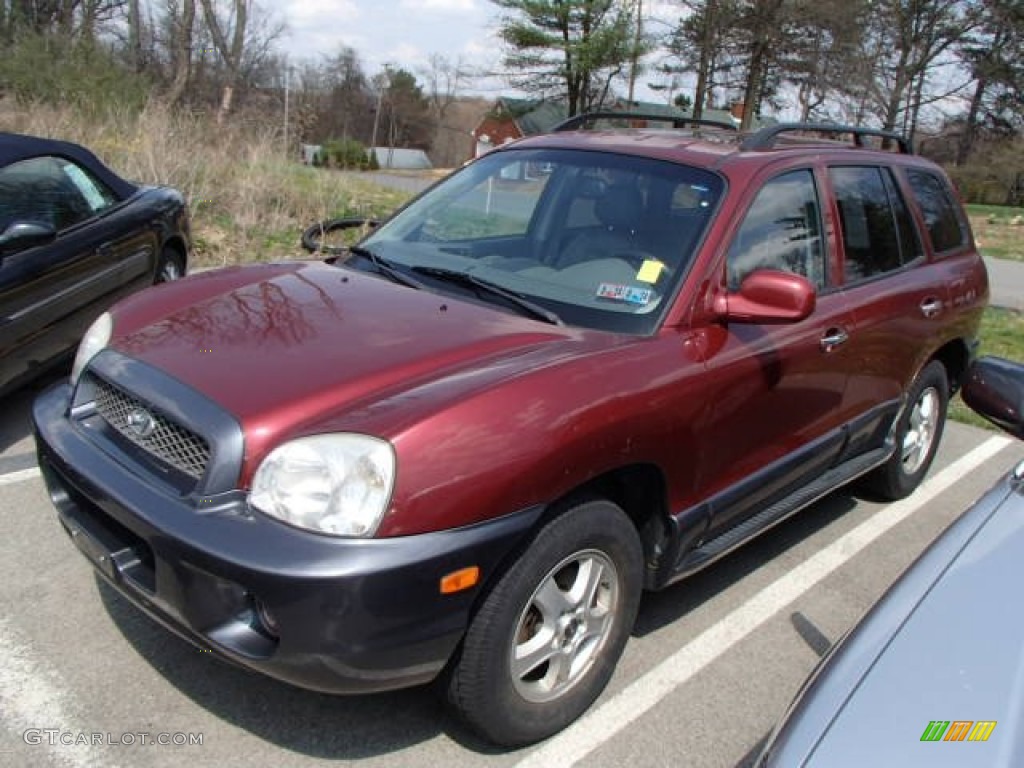 2003 Santa Fe GLS 4WD - Merlot Red / Gray photo #3